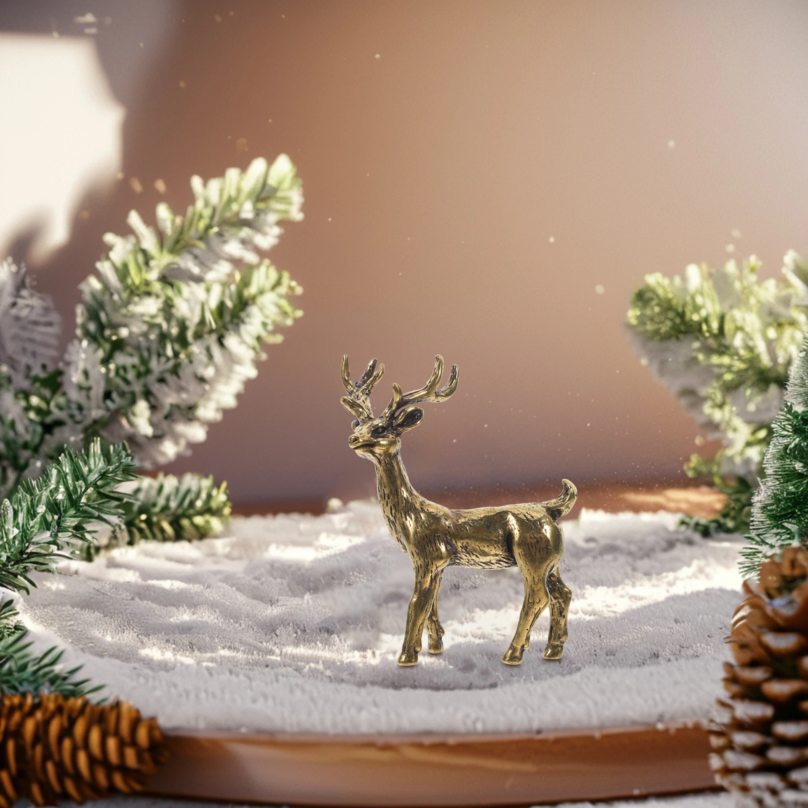 

Elk Adornment Brass Figurine Rustic Decor Desktop Sculpture Christmas Practical Stable Bottom Compact Size Elk Decor