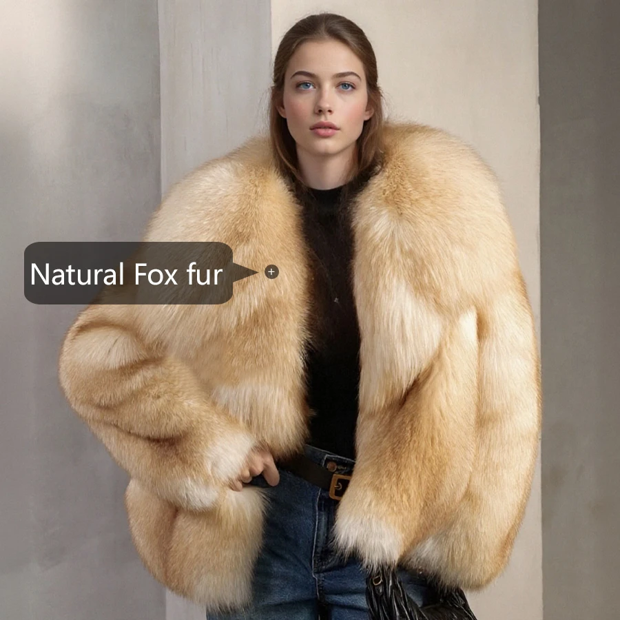 سترة فرو الثعلب الطبيعي مع ياقة ترتيب الأسرة معطف فرو الثعلب الأحمر سترة فروي سترة شتوية نسائية وصلت حديثًا سترة من الفرو الحقيقي