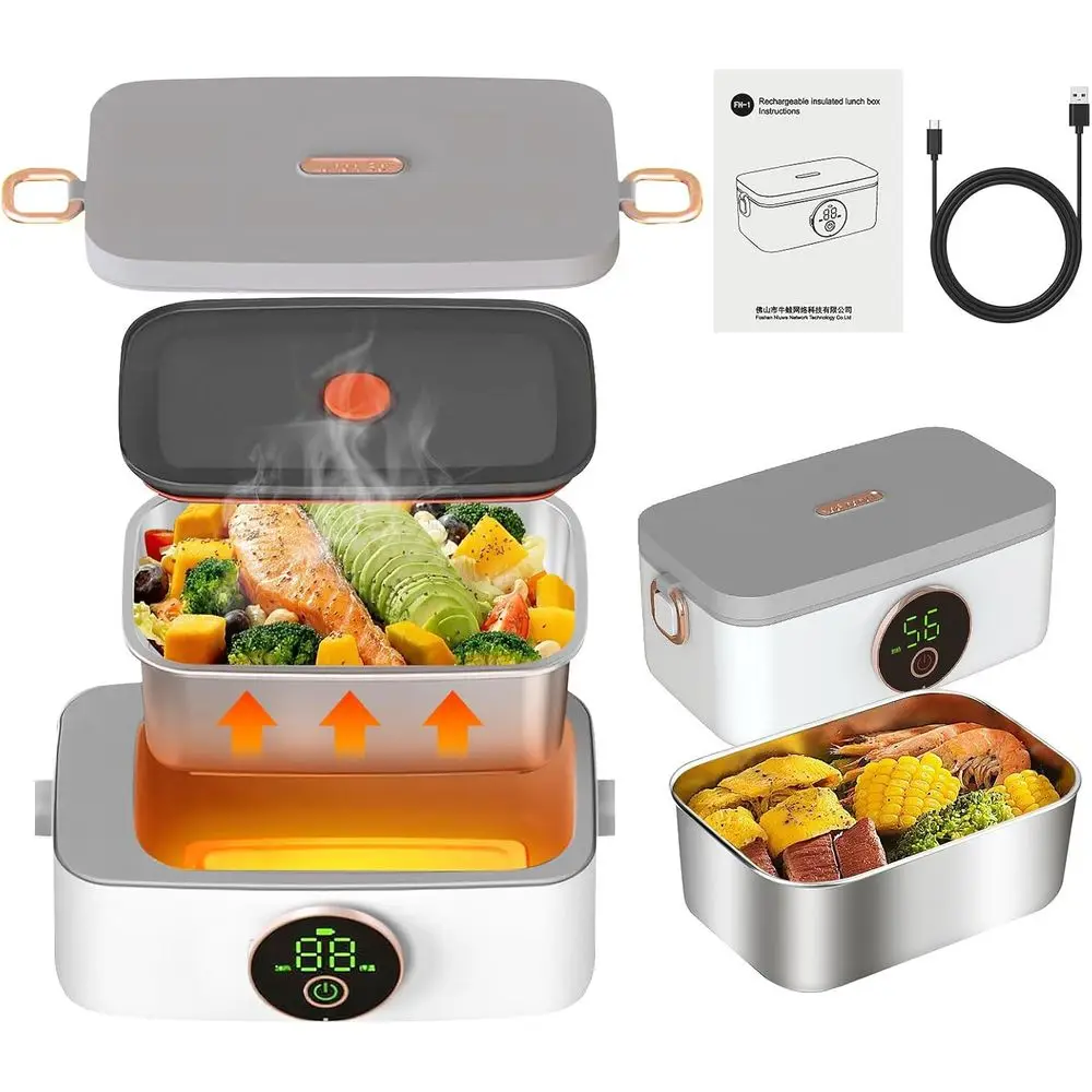 

Беспроводной самонагревающийся подогреватель еды большой емкости (1 л), идеально подходит для автомобиля, путешествий, вечеринок, кемпинга, 158 ° Расписание отопления