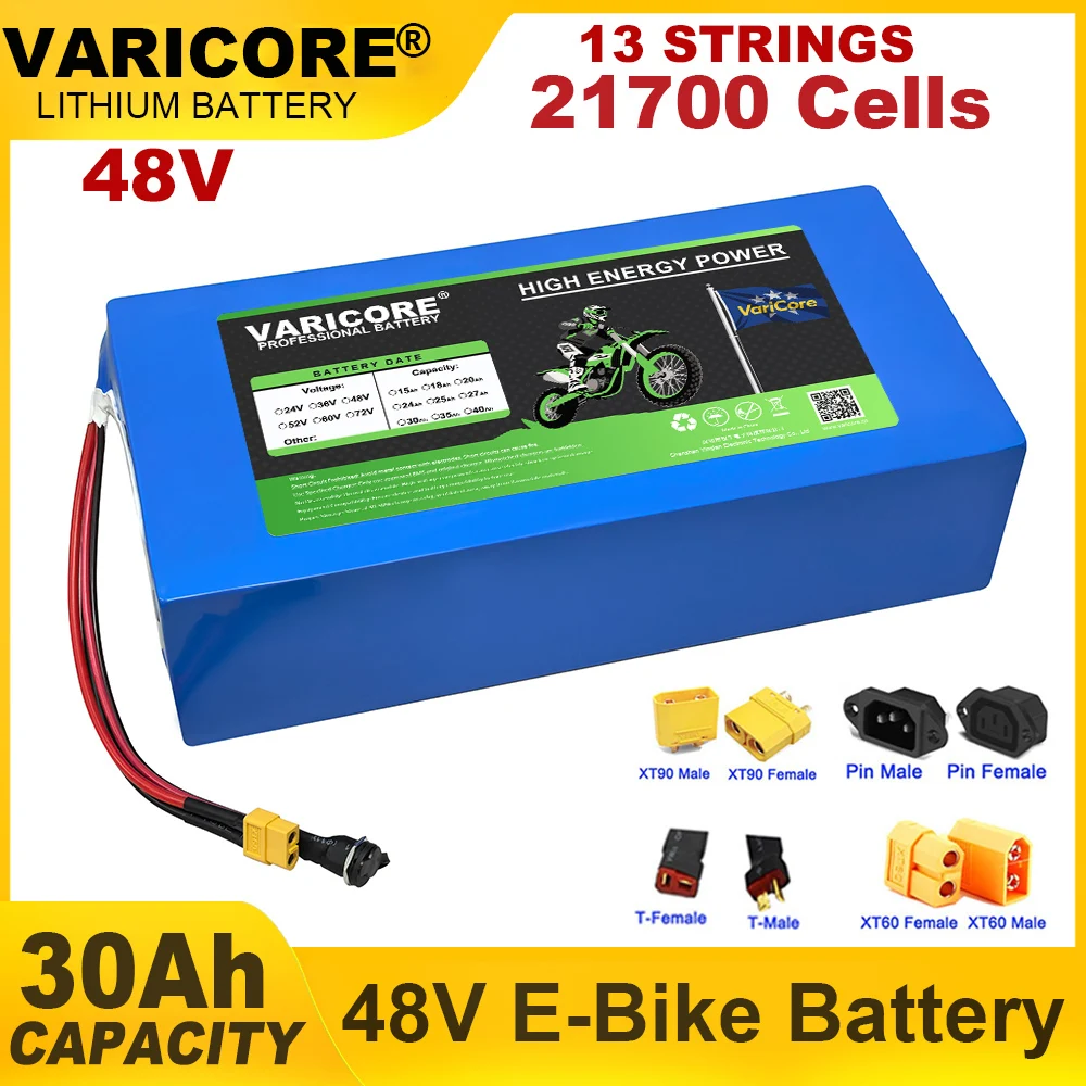 

48V 30Ah 21700 13S6P Lithium ion battery Scooter Battery for 54.6v 800w 1000w 1200w Electric Bike Battery with BMS Protection