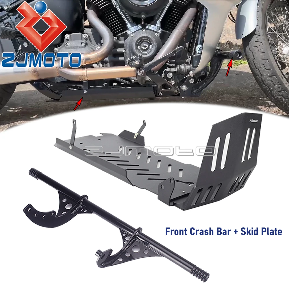 

Motorcycle Skid Plate Bash Frame Kit Engine Guard Front Crash Bar For Harley Softail FXBB FXBBS FXLR FXLRS FXLRST FXRST 2018-23