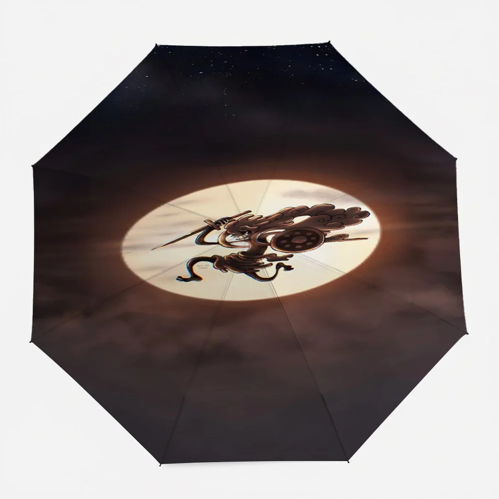 

Автоматический складной зонт One Piece Monkey D. Luffy Gear 5 Nika God Form Silhouette Moon Night Sky Epic Anime Art, ветрозащитный, водонепроницаемый