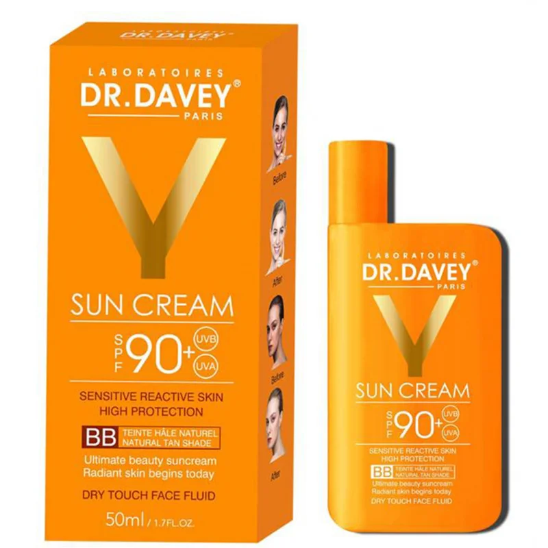 50ml DR.DAVEY 90+サンアクレンクリームBB 軽量で保湿力のある日焼け止めローション、さっぱりしていてベタつかないUVカット日焼け止め 1