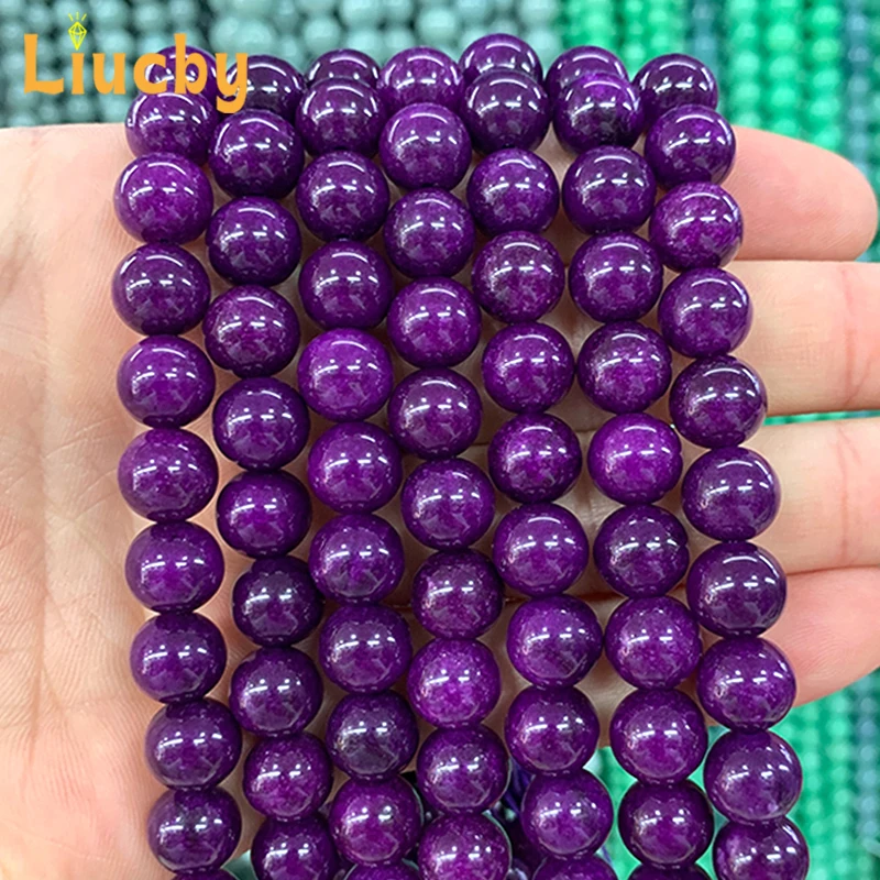 Für Schmuck herstellung Naturstein dunkel violette Jade Perlen DIY Creolen Retro Handwerk Dekoration Kopf bedeckung 15 "Strang 6/8/10/12mm – Detail 2