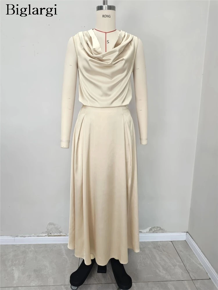 

Summer Elegant 2 Two Piece Set Women Irregular Pleated Collar Fashion Ladies Sleeveless Blouses Ruffle Loose Woman Skirts