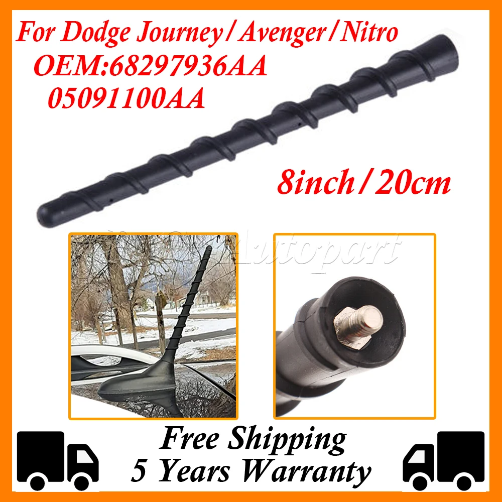 8Inch Roof Mounted Radio Antenna Mast 68297936AA for 2010-2016 Dodge Journey 2011-2013 Jeep Grand Cherokee 5064688AA