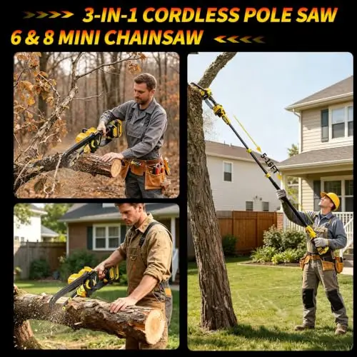 3-in-1 Cordless Electric Pole Saw for Tree Trimming & Wood Cutting 8