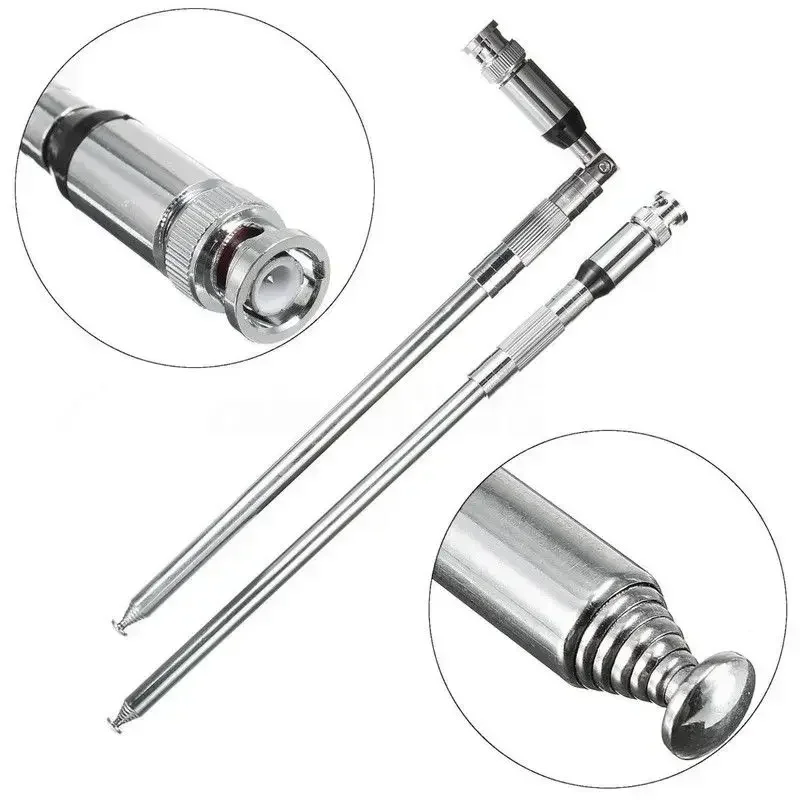 Foldable Extendable BNC Intercom Radio Whip AM Antenna 118-136 MHZ High Gain Stainless Steel Antenna Stretchable 25-120cm