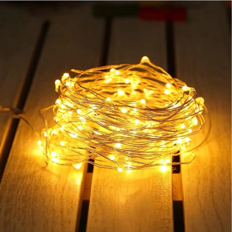 Mini LED Copper Wire String Fairy Lights, Sem Bateria, Festa de Casamento, Decoração de Natal, 1m, 2m, 3m Bateria