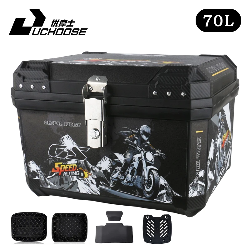 70L Tail Box Motorcycle Universal Trunk For R1200GS R1250GS F800GS F850GS G310gs Top Rear Luggage Tool Tail Box Large Capacity