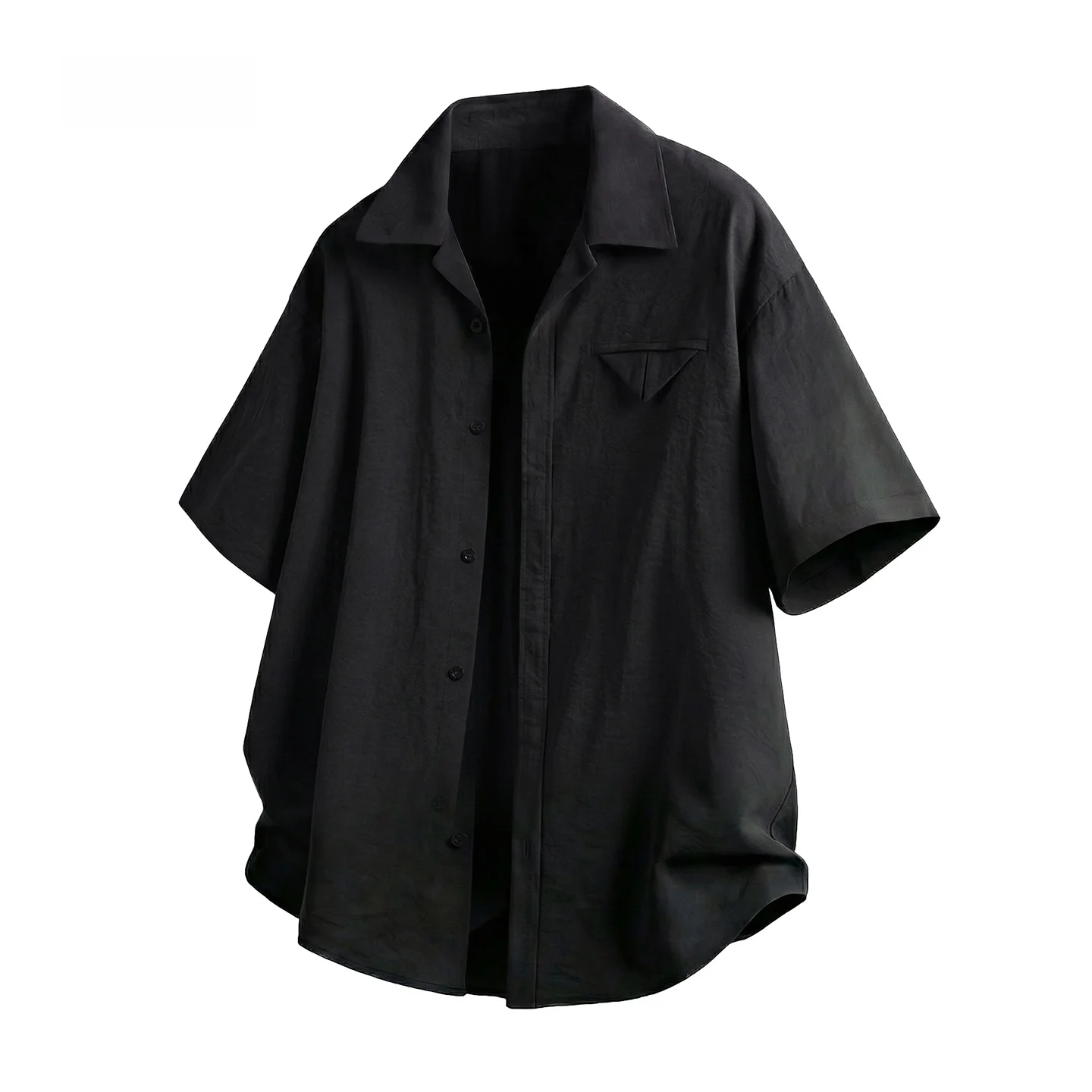 

2026 Men's Casual Loose Fit Short Sleeve Shirt Pure Color Turn-down Collar Breathable Comfortable Design Summer Fashionable