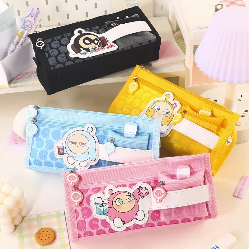 

Egg Party Multilayer Pen Bag Student Pencil Case Desktop Storage Stationery Oxford Cloth Large Capacity Pencil Pouch Kawaii Bag