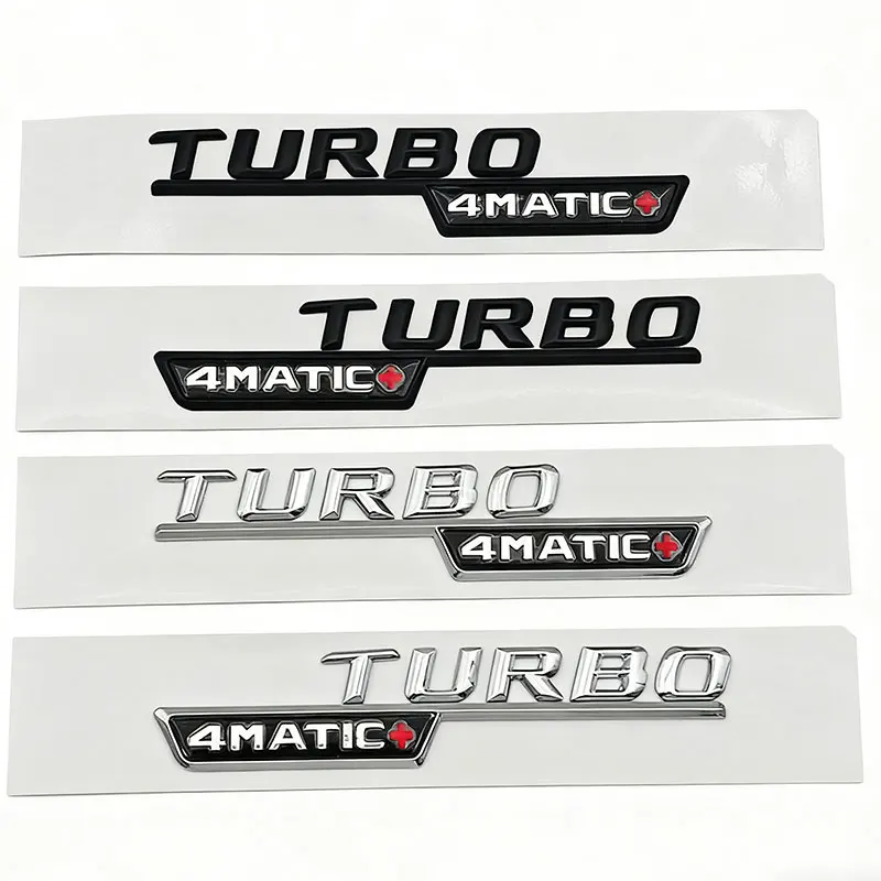 2Pcs ABS Logo TURBO 4MATIC Emblem Car Fender Side Badge for GLE53 GLA45 A45 A35 CLA35 CLA45 C117 W117 W176 W177 X156