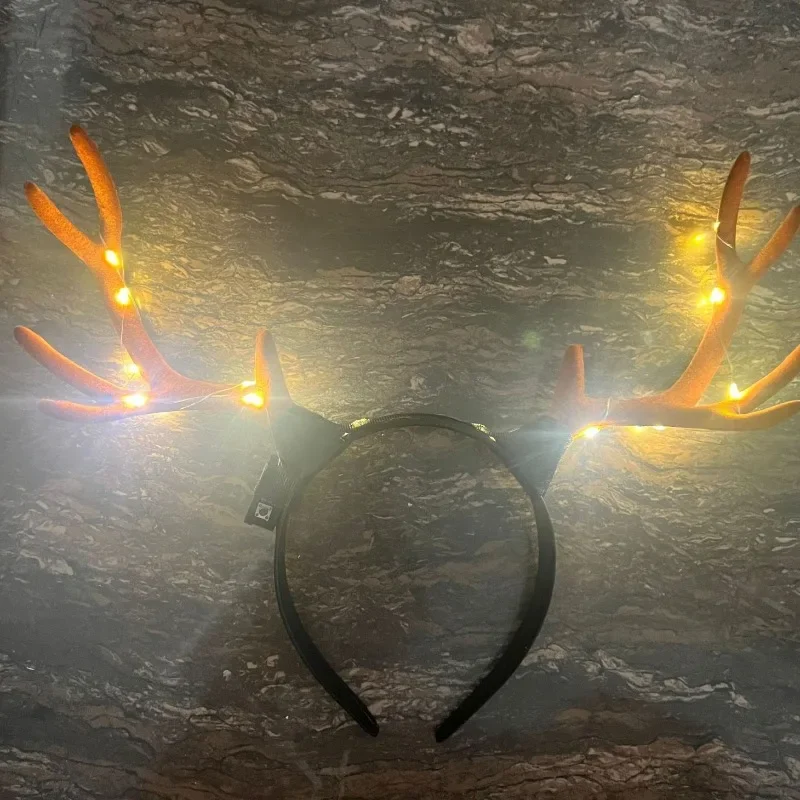 Light Up Glowing Deer Antlers Headband Reindeer Horns Hairband for Halloween Cosplay Christmas