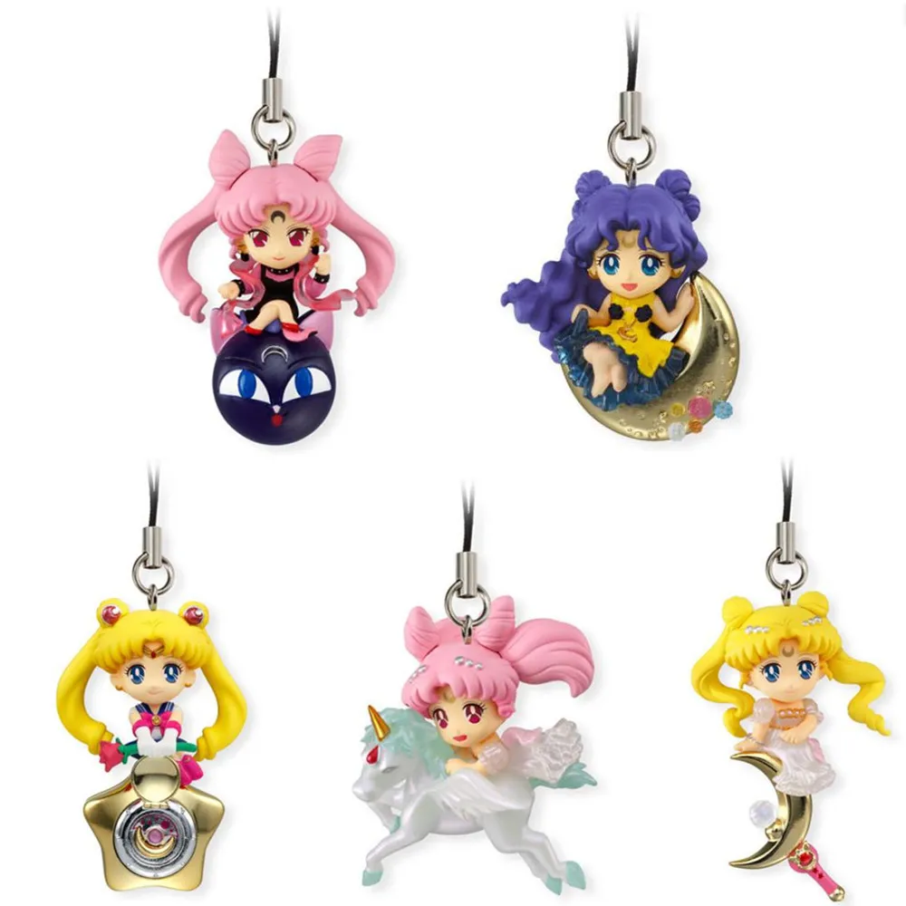 1 Pieza Figura de Acción de Anime Sailor Moon, Pequeño Llavero de PVC Coleccionable con Pluto, Chibiusa, Chiba, Mamoru, Mizuno, Ami Eternal, Juguete de Regalo