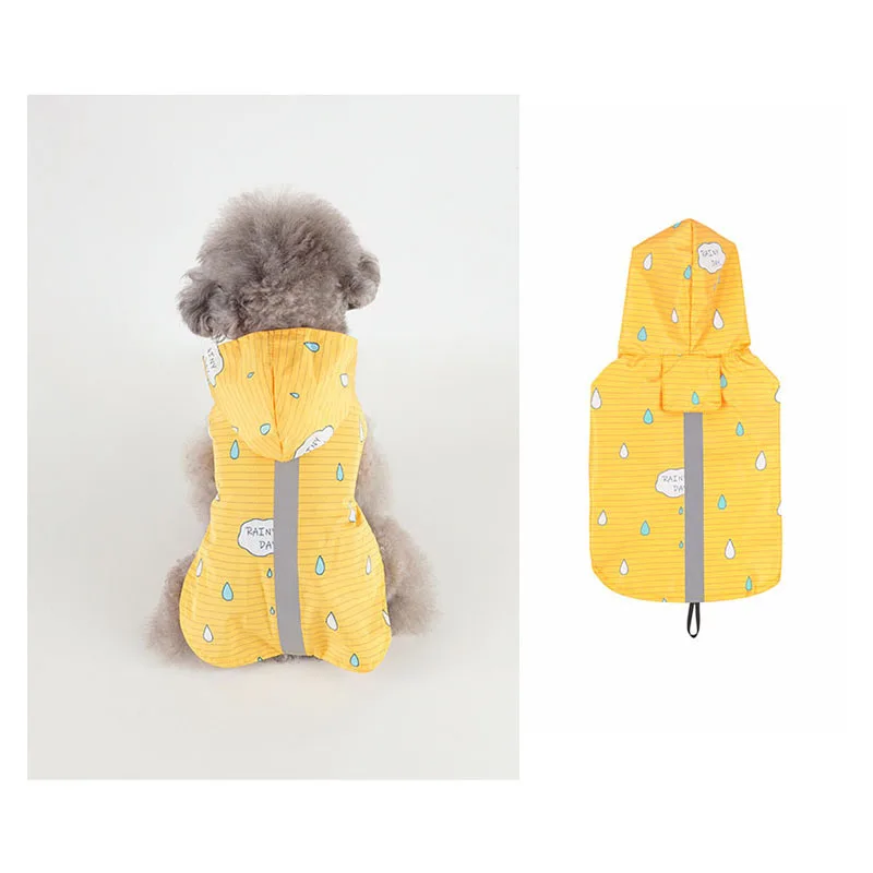 Pets Dog Clothes Outdoor Breathable Clothes For Puppies Hooded Raincoats Printing Reflective Strip Dogs Rain Coat Waterproof