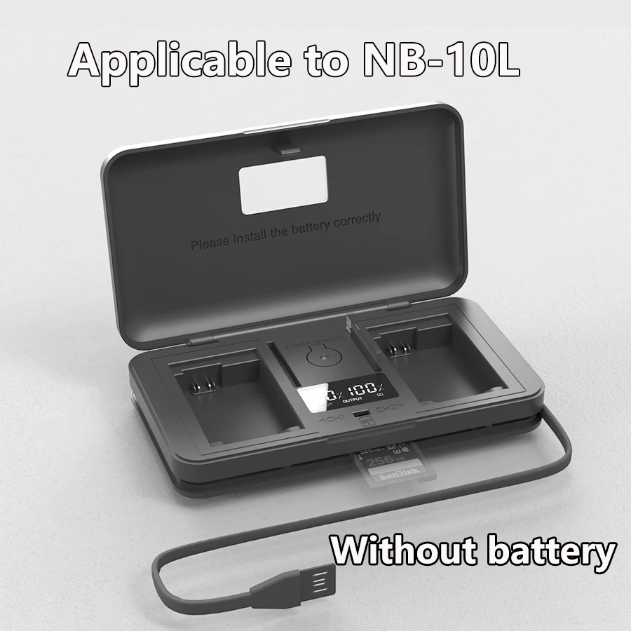 NB-10L battery charger with USB cable dual LCD display and card reading function, suitable for Canon PowerShot SX40 SX50 SX60 HS