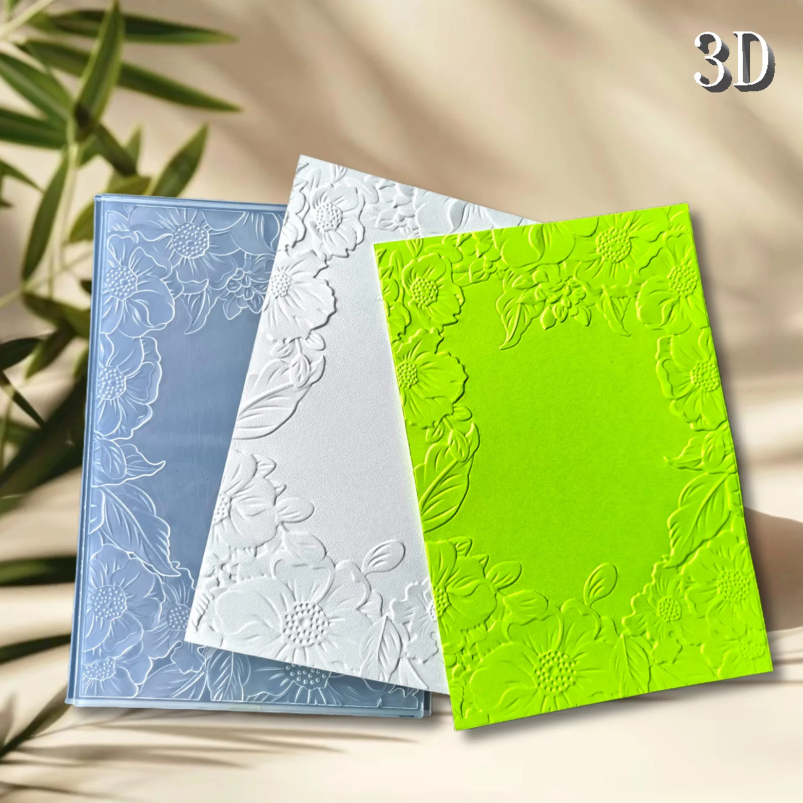 Picture 5: 3D Embossed Folder - Flower Frame White Design Ideal for DIY Card Making and Scrapbook Making, Durable Plastic, Easy to Use to C