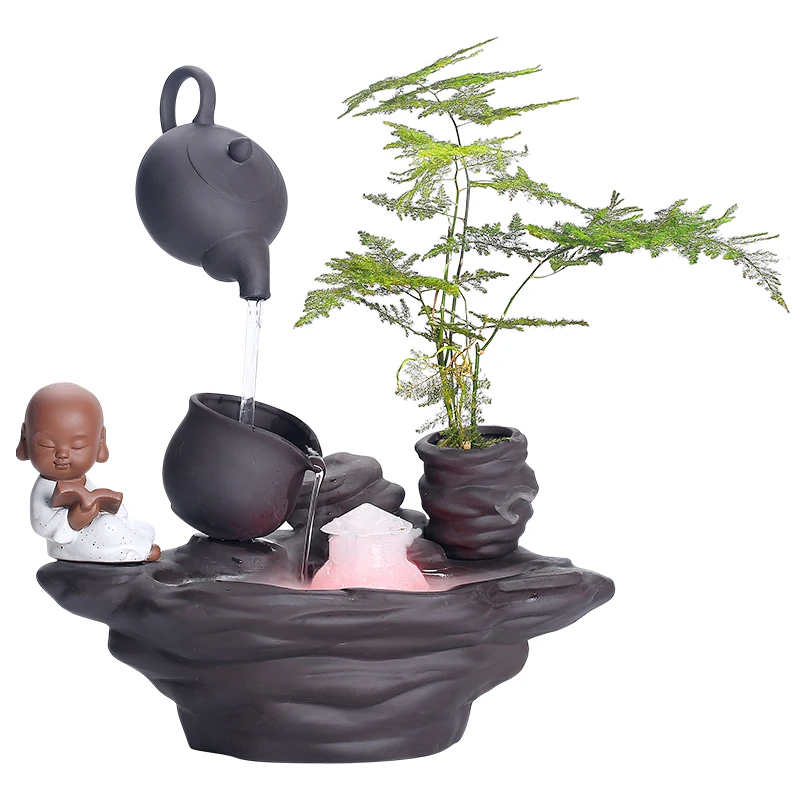 

Hanging Teapot Zen Flowing Water Ornaments Atomization Humidifier Office Lamp in the Living Room Circle Backflow Incense Burner