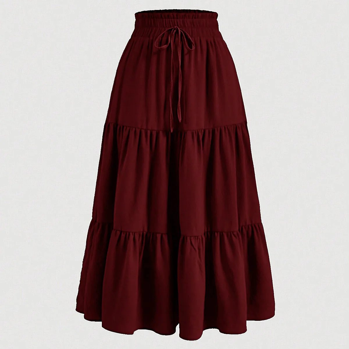 Bohemian A-Line Skirt Half-length Cake Swinging Layered Skirt Independent Station Cross-border Commute Style Polyester Fabric