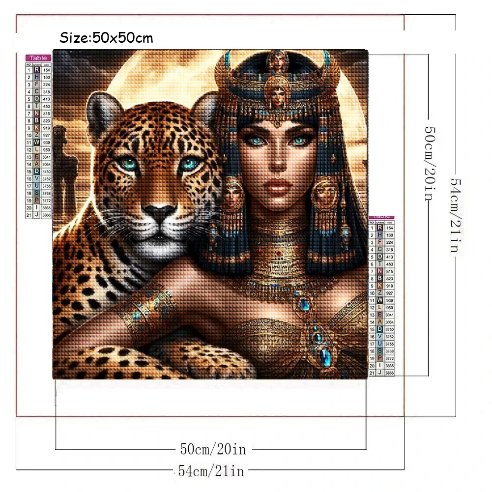 Cleopatra and Leopard 5d DIY Full Diamond Painting Queen of Ancient Egypt Cross Stitch Kits New 2024 Mosaic Diamond Embroidery