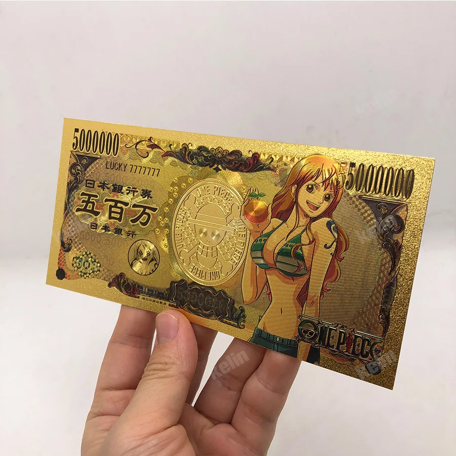 Bandai Anime jednoczęściowe zabawki karty lufne figurki komiks złota pamiątkowa kolekcja banknotów zabawki prezenty na imprezę