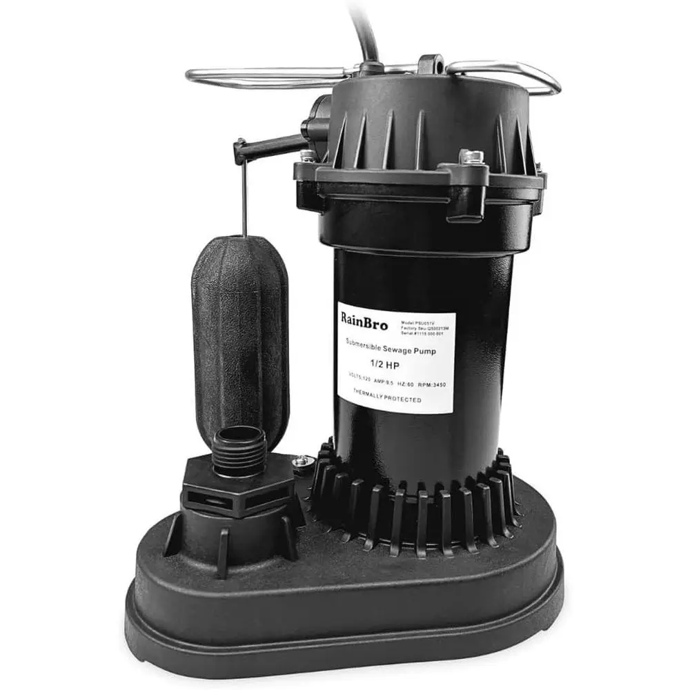 

1/2 HP Thermoplastic Submersible Sump Pump With Veal loat Switch, Utility Pump, el# PSU051V