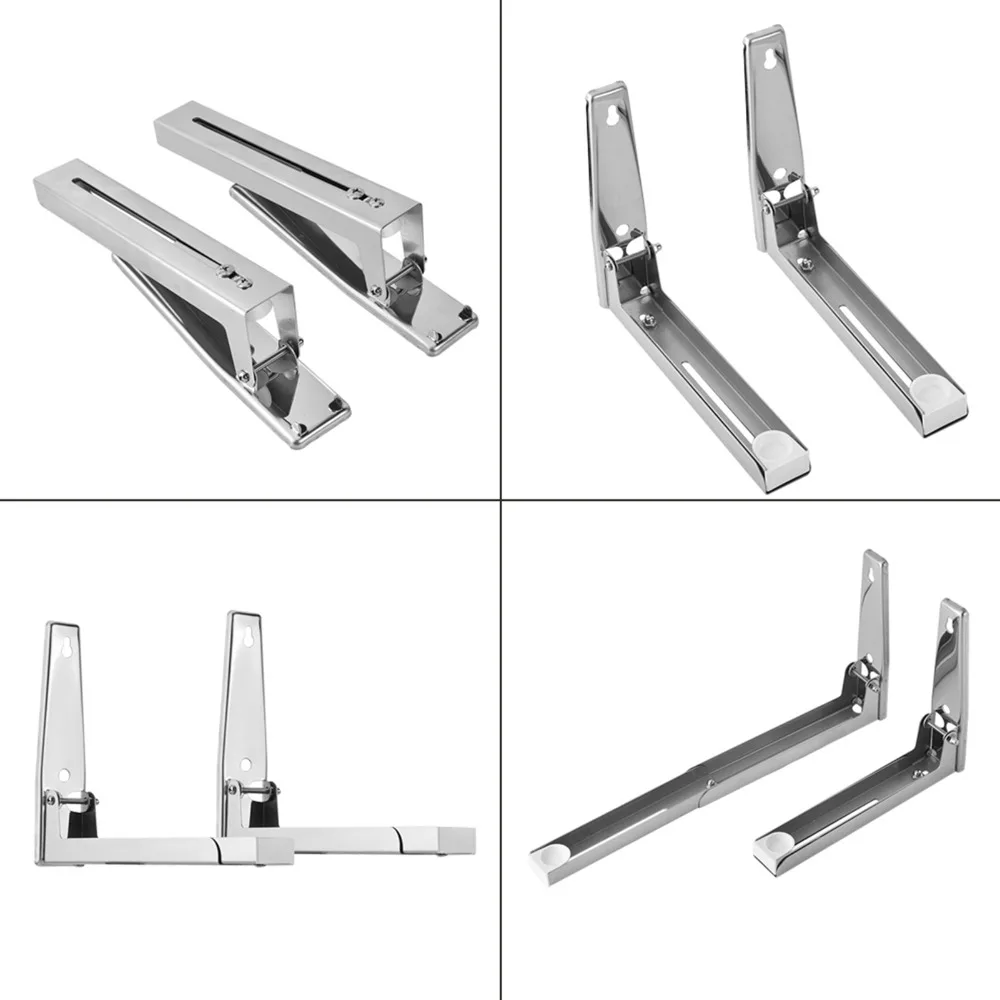 2PCS Sturdy Stainless Steel Microwave Oven Bracket Adjustable Load 55 Lb Oven Shelf Stretch Bracket Home Use