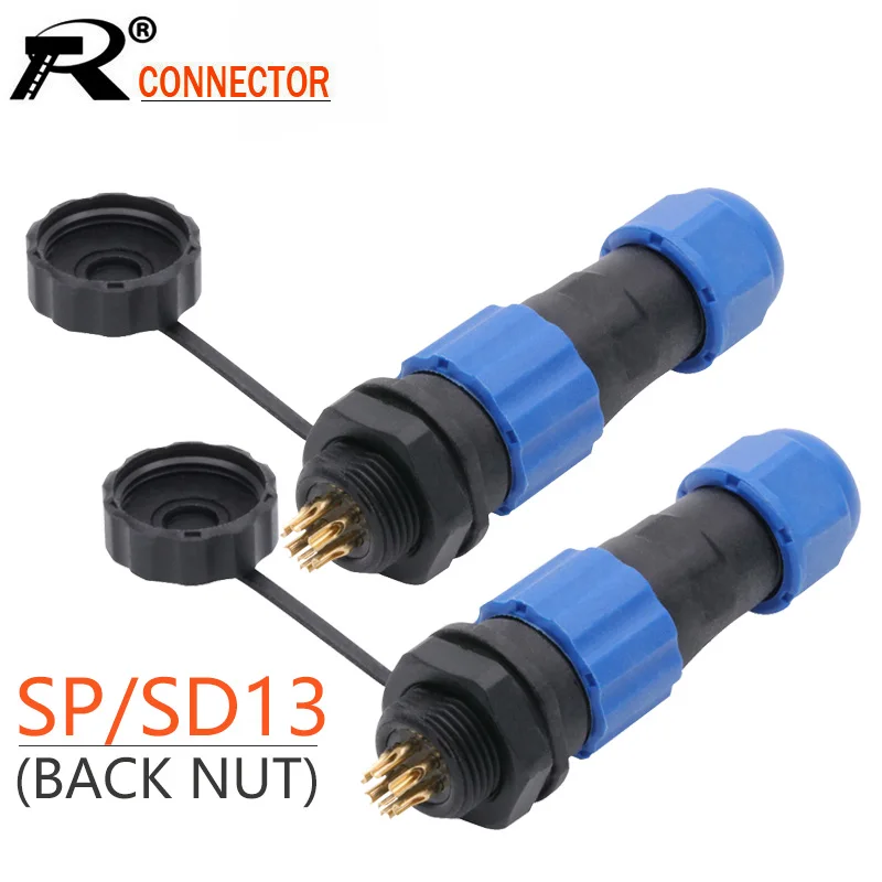 10Sets/lot Waterproof Aviation Plug Socket Male+Female SD13 Series 1/2/3/4/5/6/7/9 Pins IP68 SP13 M13 Aviation Connector