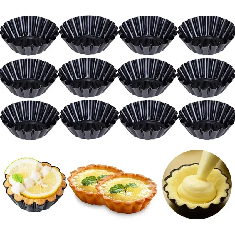 2/4/6/8/12pcs Non-stick Carbon Steel Egg Tart Mould Pie Pizza Cupcake Baking Cup Tartlets Pans Cake Pastry Bakeware Accessories