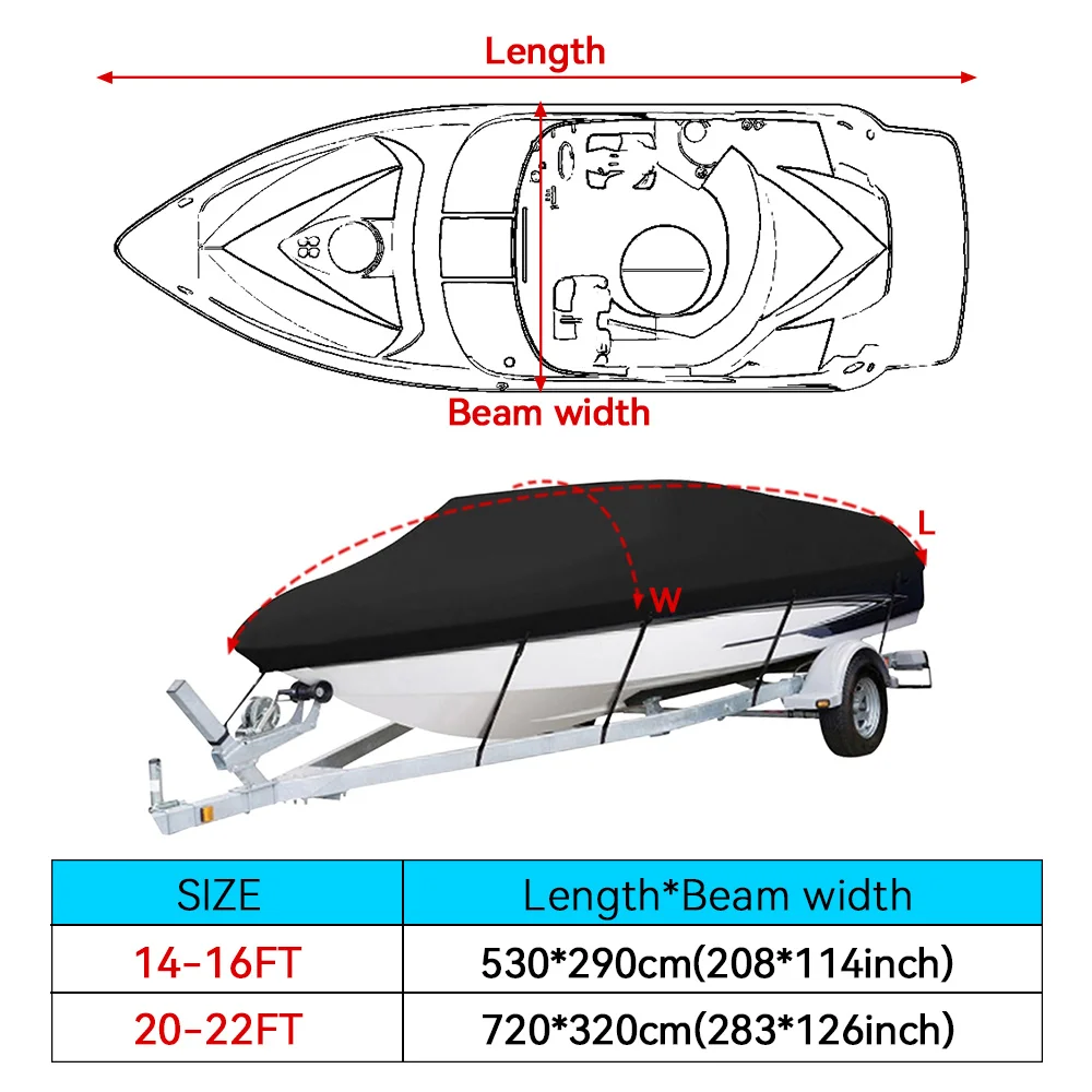 Imagem -03 - Tampa Impermeável Anti-uv do Barco Tampa do Lancha do Iate Proteção Exterior Lona Marinha Acessórios do Barco 190t 20 ft 22ft 14 ft 16ft