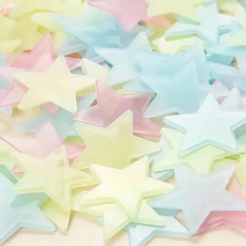 100Pcs Luminous Stickers Stars Wall Stickers Bedroom Luminous Stickers Fluorescent Three-dimensional Wall Stickers image 4