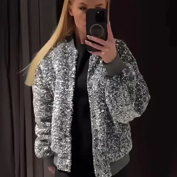

Fashionable Long Sleeve Jacket With Sequins For Women Autumn/Winter Flannelette Fashion Style Clothing From China