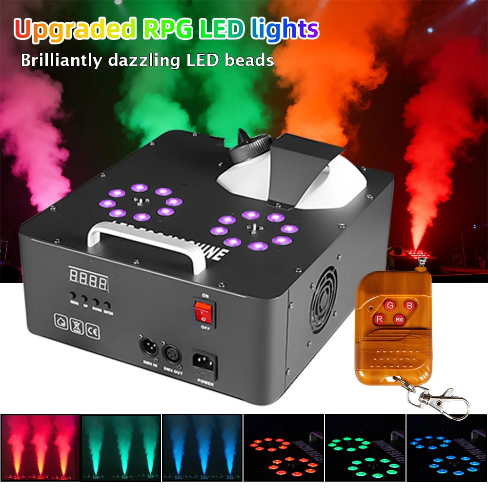 

2000W Dual Tube Fog Machine With RGB 3-in-1 LED, 13-Channel Stage Smoke Machine, DMX Linkable, Remote Control, Vertical Floor St