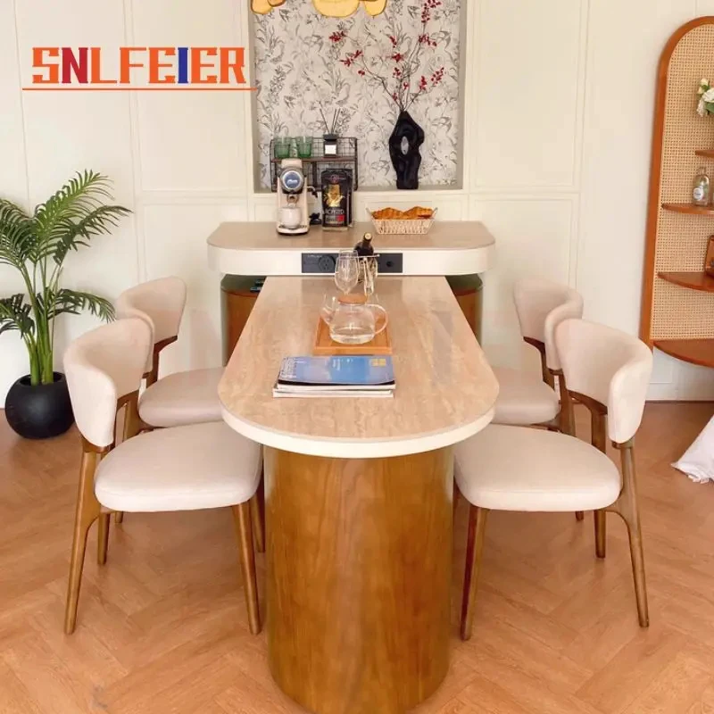 custom.Luxury American Style Kitchen Island Extendable Solid Wood Kitchen Bar with Multi-Functional Storage