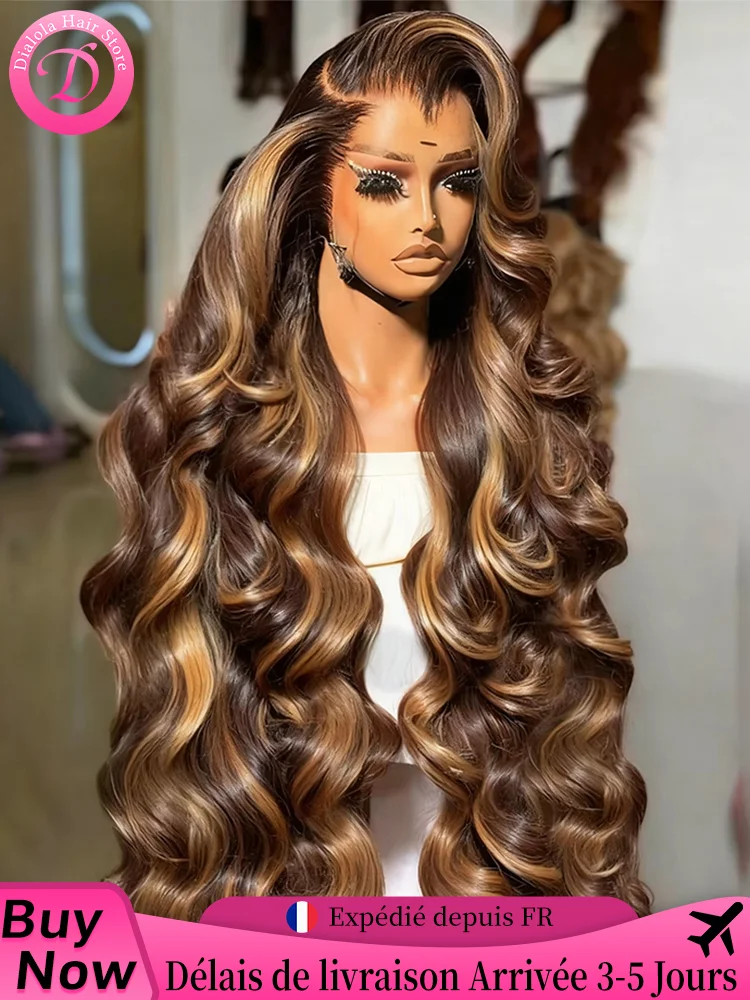 Body Wave Hoogtepunt Pruiken Menselijk Haar Voor Vrouwen Hoogtepunt 4/27 Blond Ombre Bruin 13x4 13x6 HD Kant Frontale Menselijk Haar Pruiken - afbeelding 2