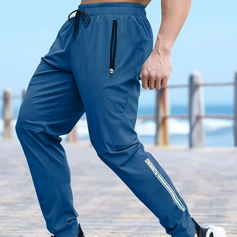 Outdoor Leisure Sports Lightweight Nine-minute Pants Quick-drying Fashion Thin Men's Pants Jogging Hooded Drawstring Work Pants.