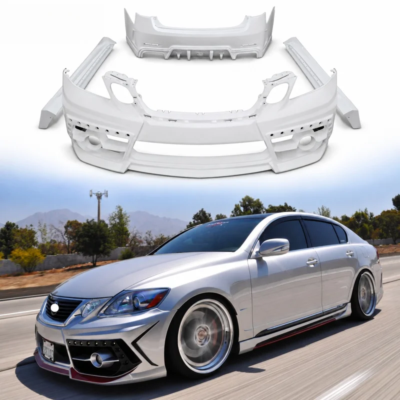 Fiberglass Body Kit Front Rear Bumper Skirts Fit GS300 GS350 GS430 GS450H GRS190 2004-2011 Exterior Mod Parts