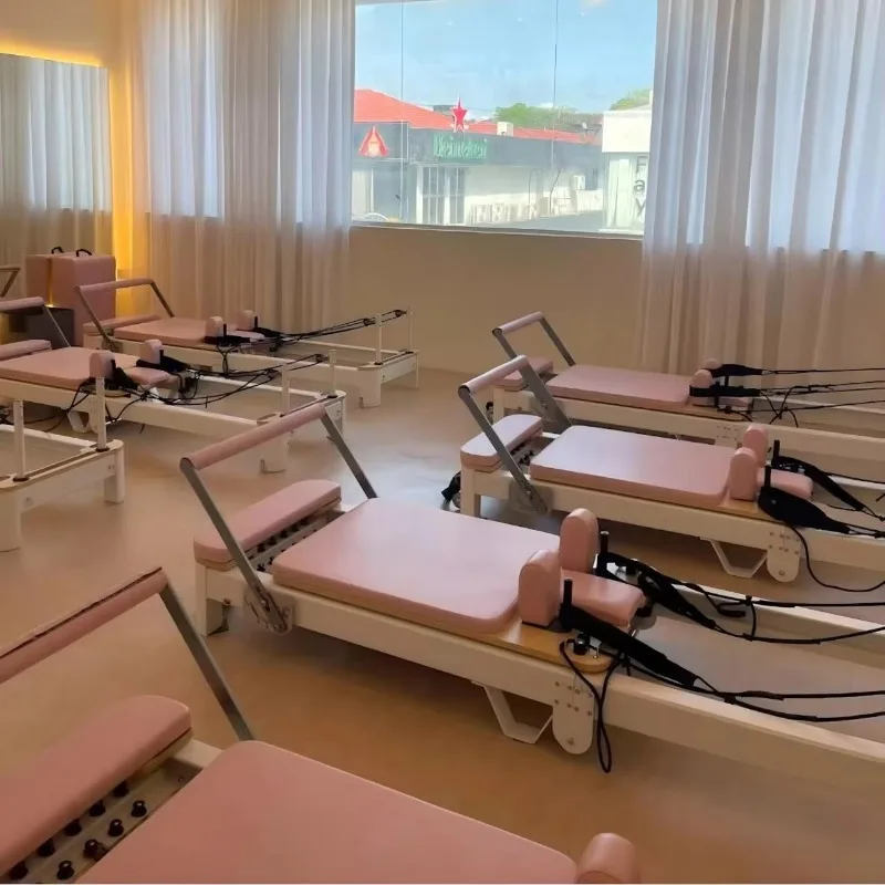 

Custom Logo Adjustable Lightweight Mini Pink Pilates Reformer Foldable Pilates Studio Yoga Exercise Equipment