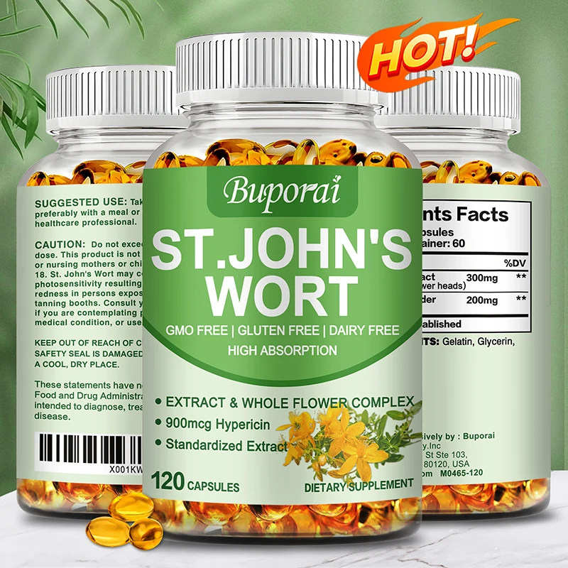 St. John's Wort Capsules - Supports Adrenal Health, Regulates Cortisol, Promotes Relaxation, Increases Energy Levels
