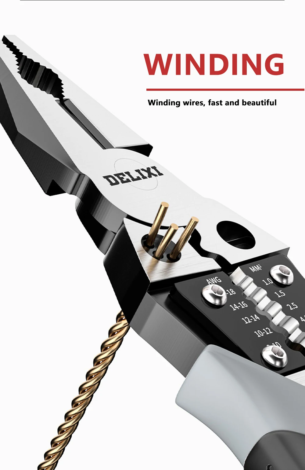 Youpin DELIXI Multi-function Diagonal Pliers Pointed-nose Pliers Special Electrician Wire Drawing And Cutting Pliers Universal