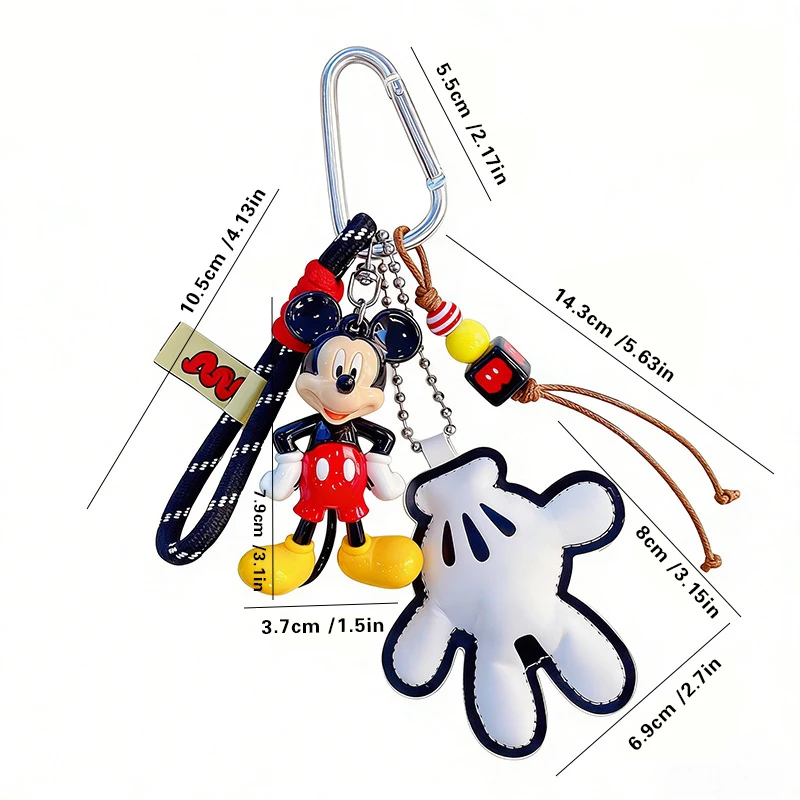 Mickey Mouse Keychain, Mickey Key Ring with Woven Strap and Hand Charm, Cute Mickey Pendant Bag Charm for Backpack, Keys, Purse view 3
