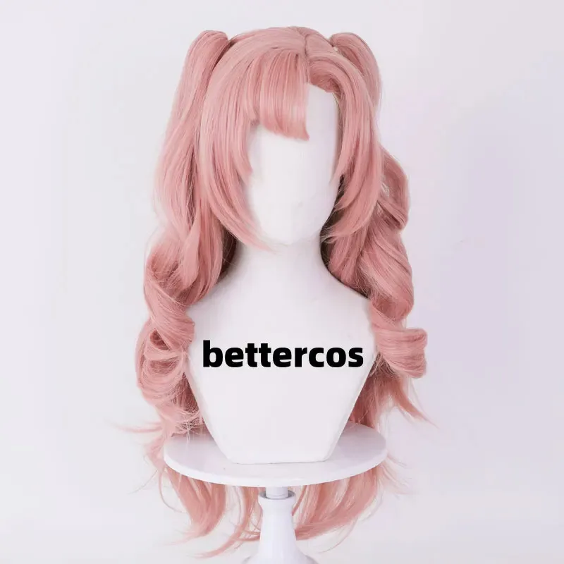 نيكول ديمارا كوسبلاي لعبة Zenless Zone Zero طويل وردي تجعيد الشعر مقاومة للحرارة شعر مستعار لحفلات الهالوين + غطاء شعر مستعار