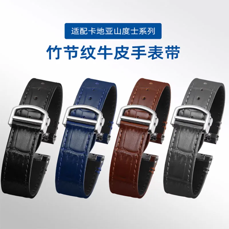 19mm 21mm Watchband for Cartier Santos WSSA0010 WSSA0009 WSSA0029 Quick-Release Watch Strap Men Crocodile Pattern Leather Band