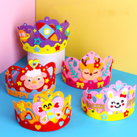 4Pcs DIY Crafts Toy Crown Creative Paper Sequins Flowers Stars Patterns Toy for Kids Children Kindergarten Art Party Decorations