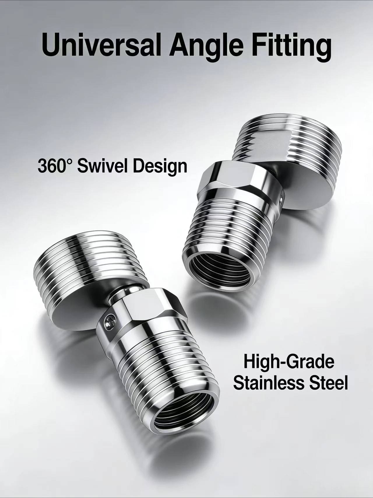 Stainless Steel Angled Curved Foot Angle Adjustment 360° Rotatable Eccentric Screw Corner Wall Mounted Shower Faucet Adapter