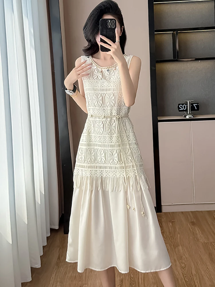 

Летнее сетчатое платье с цветочным узором и вырезами, женское элегантное бандажное платье для выпускного вечера 2026, корейская мода, облегающее повседневное платье