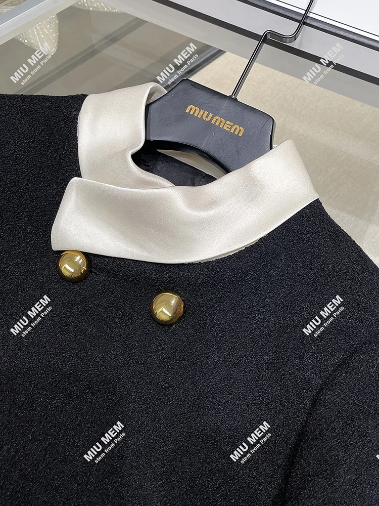 

High-End ort Open Cardigan Coat for Women Autumn Winter Double Row Buttons Stand Collar Fraance Sle South Oil Outerwear