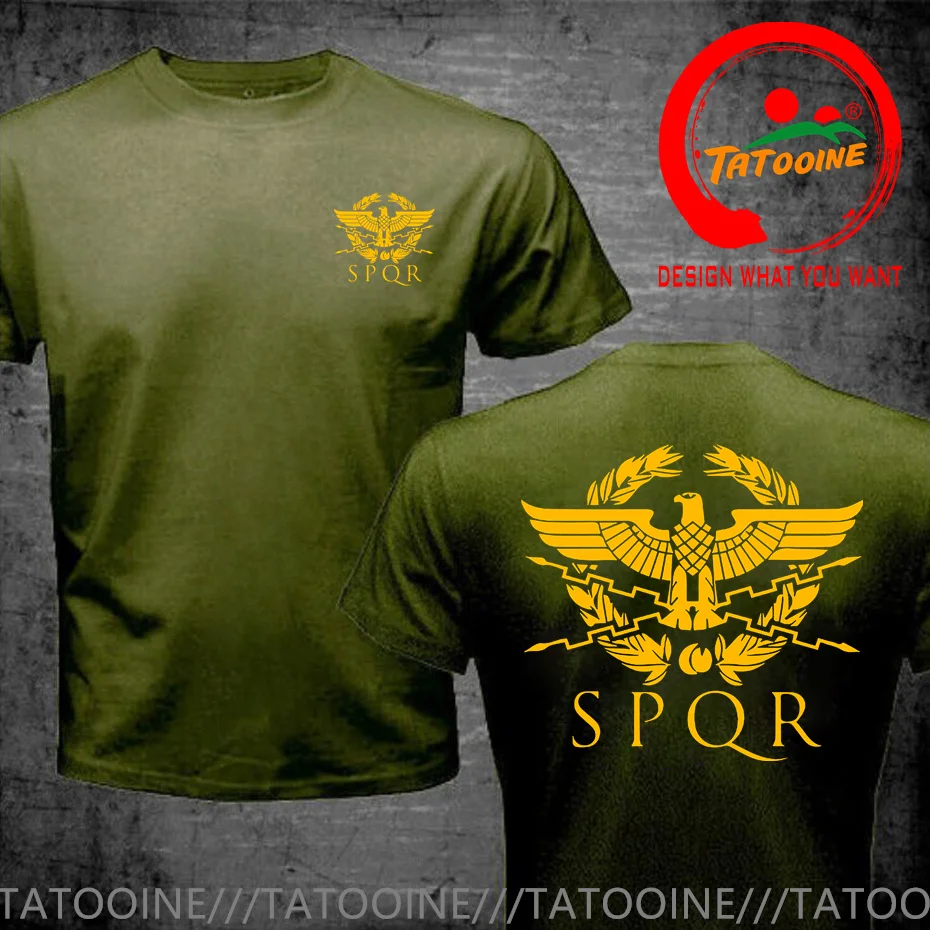 Vintage SPQR RoMan Empire Standard Shield T Shirt Man SPQR Roman Rome Senate Military T-shirt Custom Men's Retro Big Size Tshirt