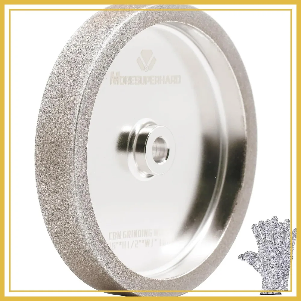 

6 Inch 180 Grit CBN Grinding Wheel, 1" Wide, 1/2" Arbor for HSS Tools & Lathe Chisels, Fits 6-Inch Bench Grinders